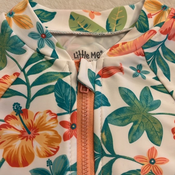 Little Me Tropical One-Piece Infant Rashguard swimsuit - Picture 3 of 14